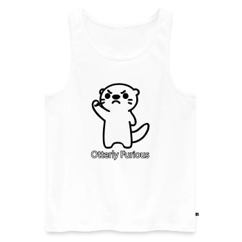 Angry Otter raising his fist - Otterly Furious - Men's Premium Organic Tank Top - white - Front - AI Model Male 178 light (178cm)
