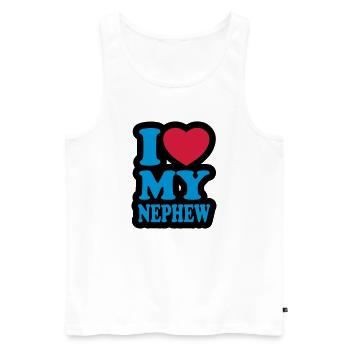 I love my nephew - Ich liebe meinen Neffen - Männer Premium Bio Tank Top - Weiß - Vorne - Michal (187cm)