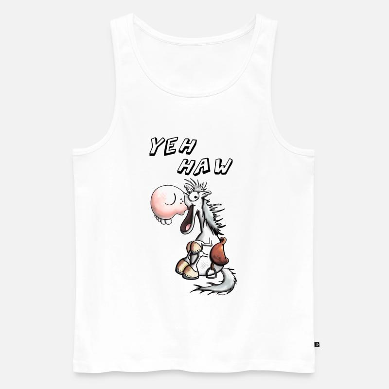 Yeh Haw Pferdchen - Männer Premium Bio Tank Top - Weiß