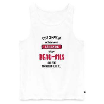 Beau Fils - Beau-Fils - Famille - Mariage - Tshirt - Men's Premium Organic Tank Top - white - Front - AI Model Male 178 light (178cm)