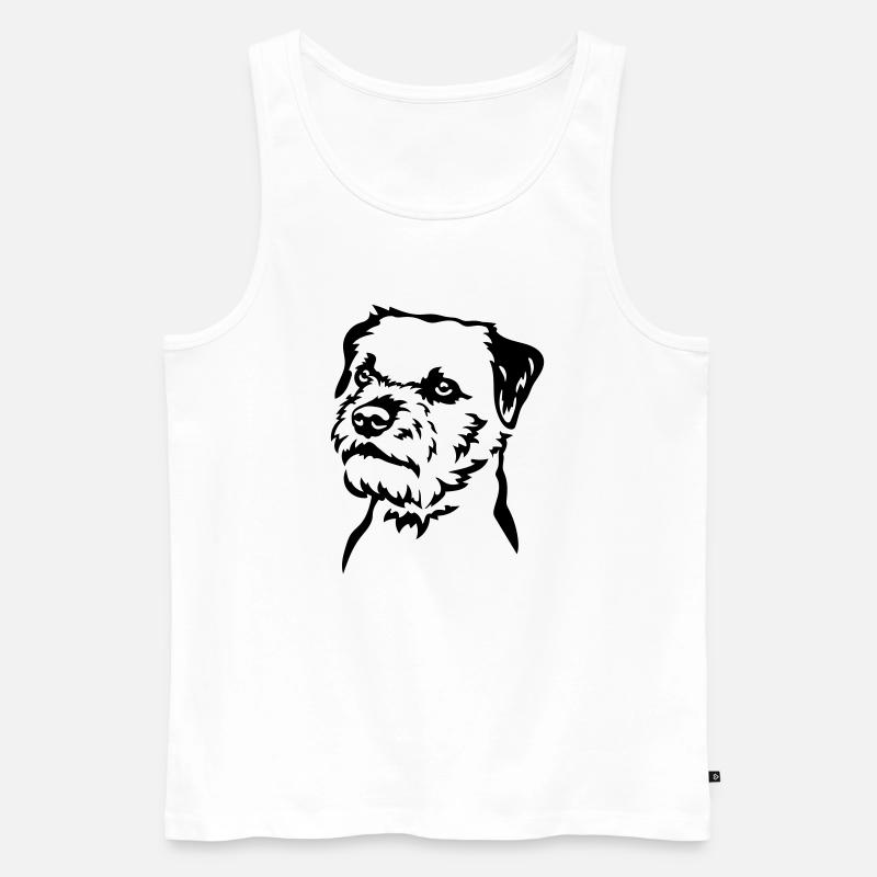 Border Terrier Kopf - Männer Premium Bio Tank Top - Weiß