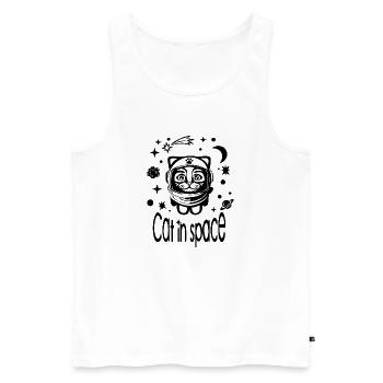 Chat dans l’espace - Débardeur bio Premium Homme - blanc - Devant - Michal (187cm)