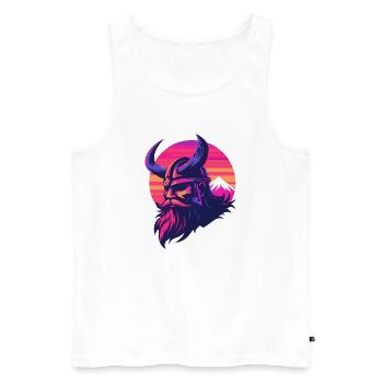Viking synthwave 3 - Men's Premium Organic Tank Top - white - Front - Michal (187cm)