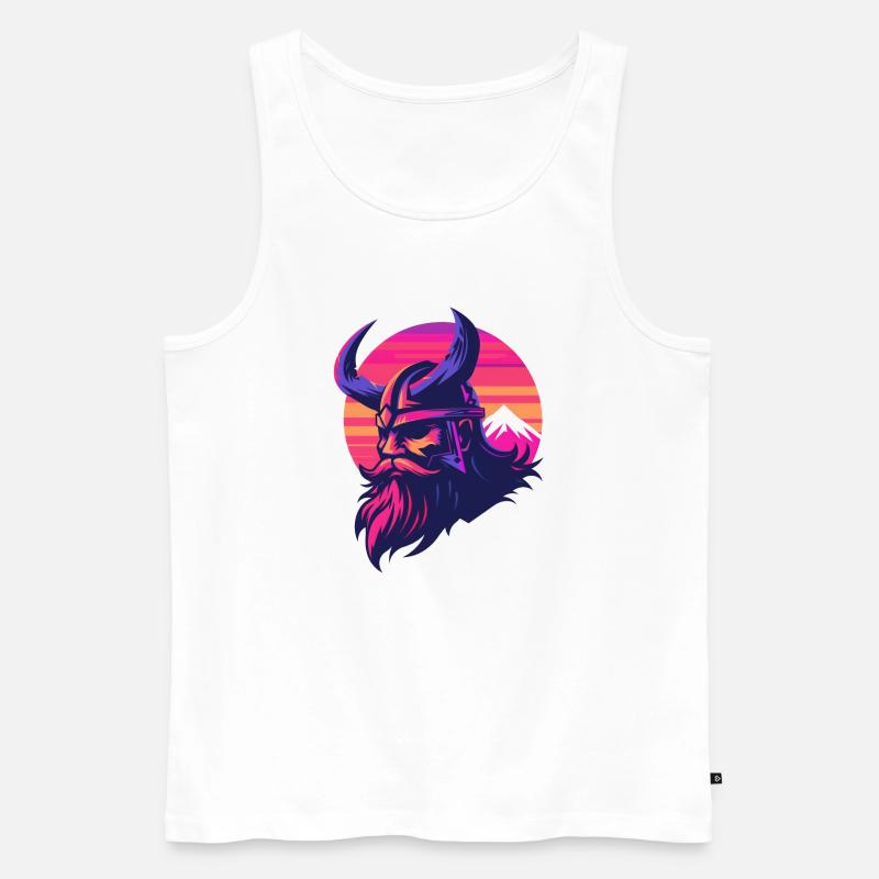 Wikinger Synthwave 3 - Männer Premium Bio Tank Top - Weiß