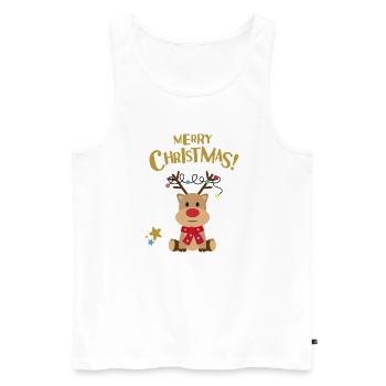 Renne de Noël lumineux et festif - Débardeur bio Premium Homme - blanc - Devant - Michal (187cm)