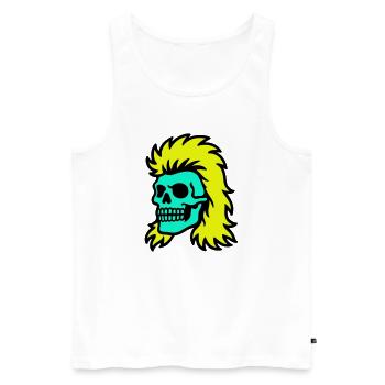 Vokuhila Skull - Männer Premium Bio Tank Top - Weiß - Vorne - AI Model Male 178 light (178cm)