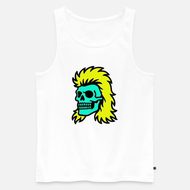 Vokuhila Skull - Männer Premium Bio Tank Top - Weiß
