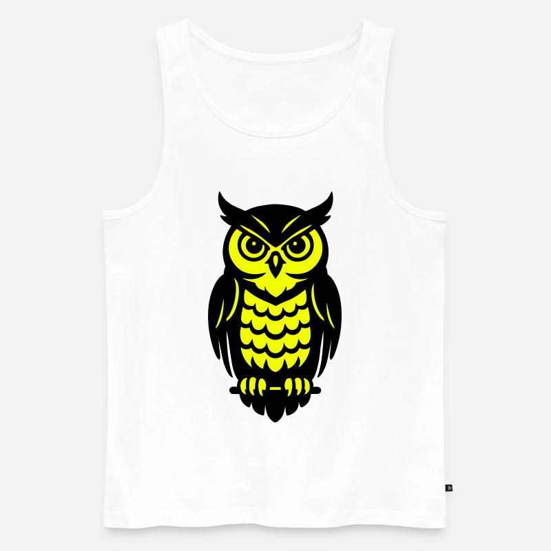 Pop Art Eulen Design - Männer Premium Bio Tank Top - Weiß