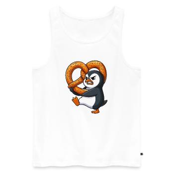 Grimmiger Pinguin mit Bretzel Bayerisch Lustig Car - Männer Premium Bio Tank Top - Weiß - Vorne - Michal (187cm)