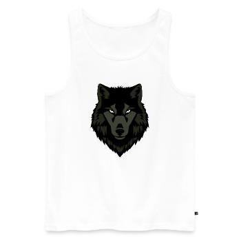 Wolf_grau_T shirt_Geschenk_Jaeger - Débardeur bio Premium Homme - blanc - Devant - AI Model Male 178 light (178cm)