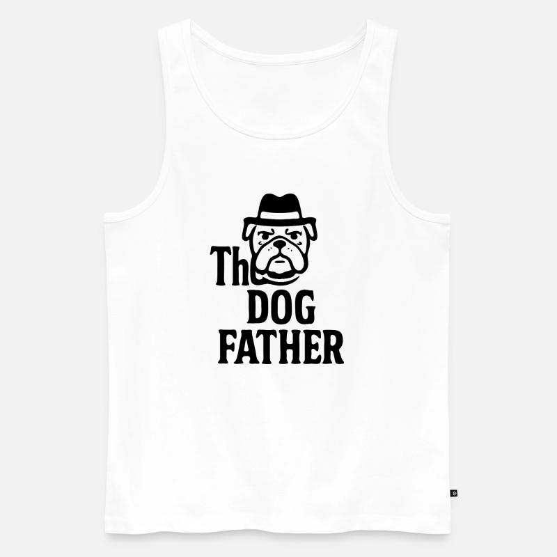 Das Maskottchen-Maskottchen-Design des Hundevaters Bulldoggenhuts - Männer Premium Bio Tank Top - Weiß