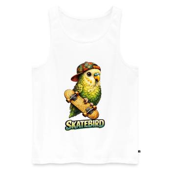 Skatebird – Perroquet tropical avec skateboard & Ca - Débardeur bio Premium Homme - blanc - Devant - Michal (187cm)