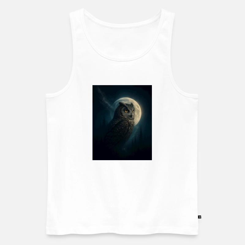Eule im Nachtwald - Männer Premium Bio Tank Top - Weiß