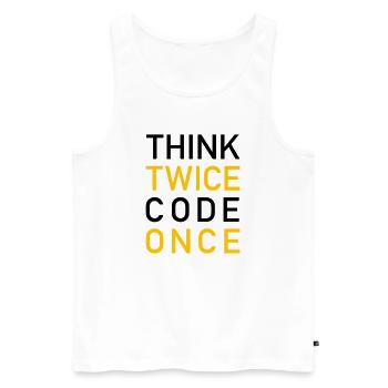 Think Twice Code Once Programmer - Men's Premium Organic Tank Top - white - Front - Michal (187cm)