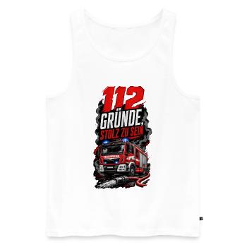 112 Gründe Stolz Zu Sein Feuerwehr - Männer Premium Bio Tank Top - Weiß - Vorne - Michal (187cm)