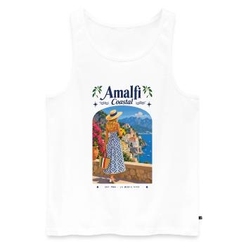 Amalfi Küstenblick Kleid-Print - Männer Premium Bio Tank Top - Weiß - Vorne - Michal (187cm)