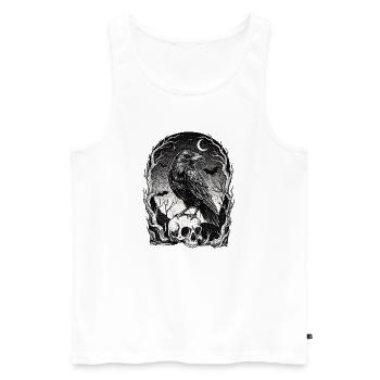 Raven over skull in the moonlight - Men's Premium Organic Tank Top - white - Front - Michal (187cm)