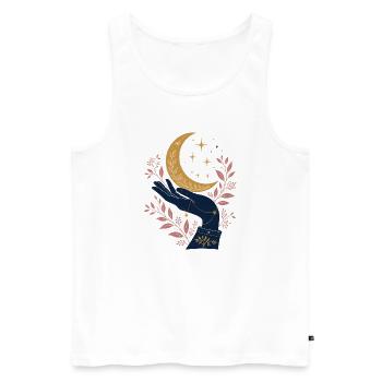 Mystical Hand with Moon – Celestial Gothic Design - Men's Premium Organic Tank Top - white - Front - Michal (187cm)