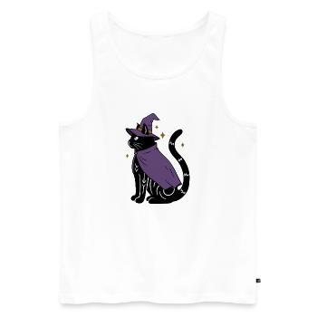 Magische Halloween Katze als Hexe - Bunt - Männer Premium Bio Tank Top - Weiß - Vorne - Michal (187cm)