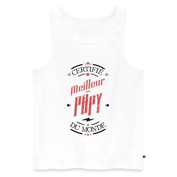 Certifie meilleur papy du monde - Débardeur bio Premium Homme - blanc - Devant - Michal (187cm)