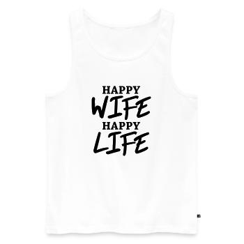 Happy wife, happy life - Débardeur bio Premium Homme - blanc - Devant - Michal (187cm)
