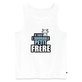 je suis l'adorable petit frère - Débardeur bio Premium Homme - blanc - Devant - Michal (187cm)
