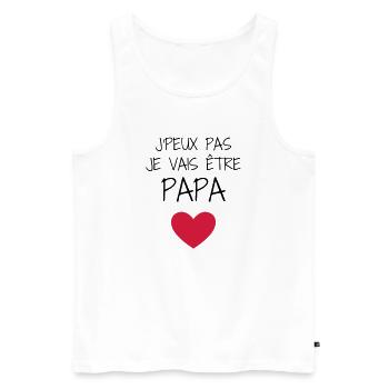 Papa Fête des Pères Naissance Bébé Anniversaire - Débardeur bio Premium Homme - blanc - Devant - Michal (187cm)