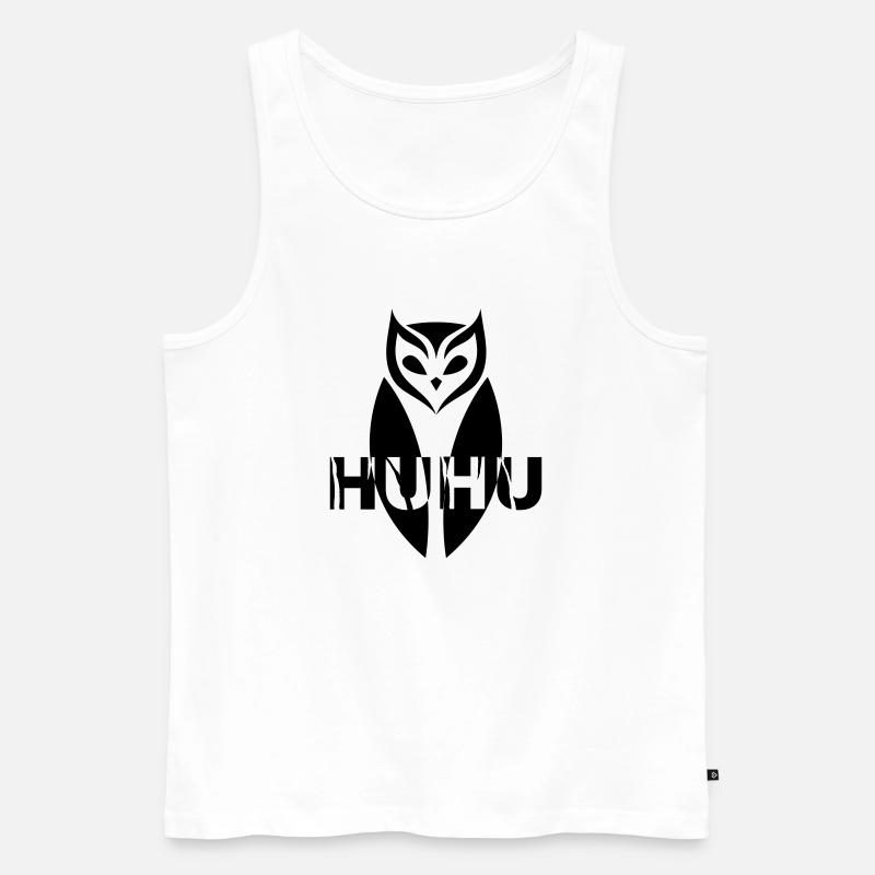 GOWILD Eule - HuHu - Männer Premium Bio Tank Top - Weiß