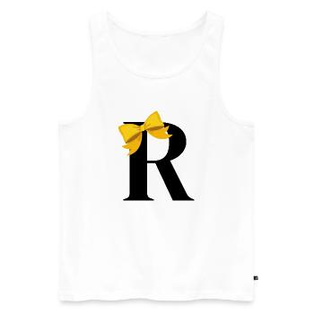 Letter r yellow bow - Men's Premium Organic Tank Top - white - Front - AI Model Male 178 light (178cm)