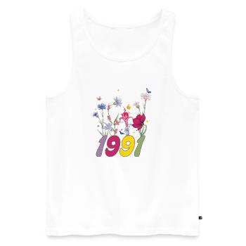 Year of birth 1991 wildflowers - Men's Premium Organic Tank Top - white - Front - AI Model Male 178 light (178cm)