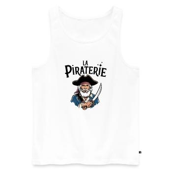 La piraterie - Débardeur bio Premium Homme - blanc - Devant - AI Model Male 178 light (178cm)