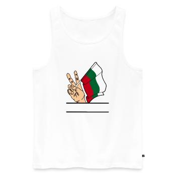 Flag Bulgaria peace sign text space - Men's Premium Organic Tank Top - white - Front - Michal (187cm)