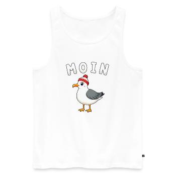 Moin Möwe - Männer Premium Bio Tank Top - Weiß - Vorne - Michal (187cm)