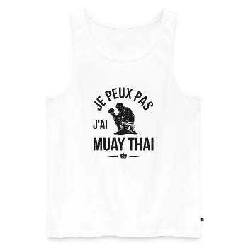 Je peux pas j'ai Muay Thai - Débardeur bio Premium Homme - blanc - Devant - Michal (187cm)