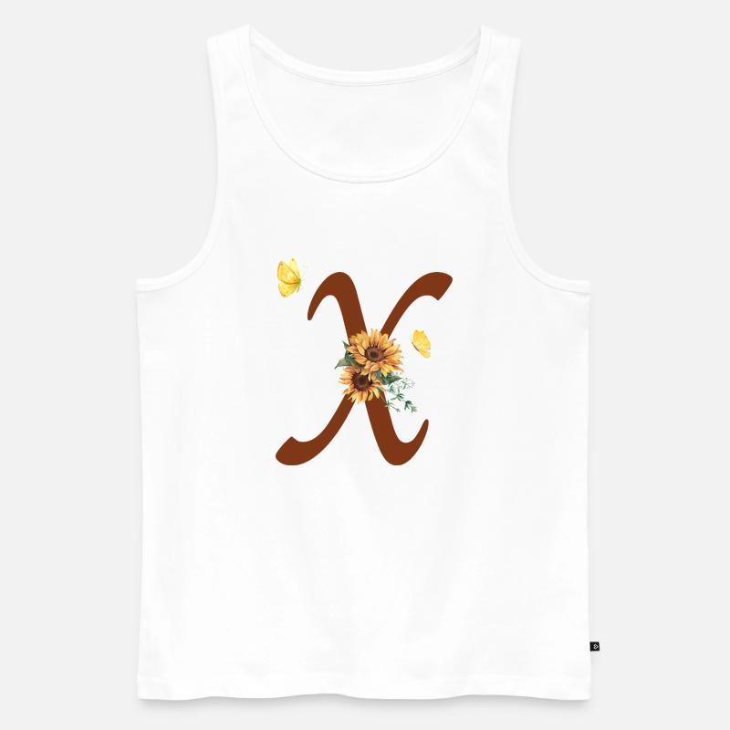 Buchstabe x Sonnenblume Schmetterling - Männer Premium Bio Tank Top - Weiß