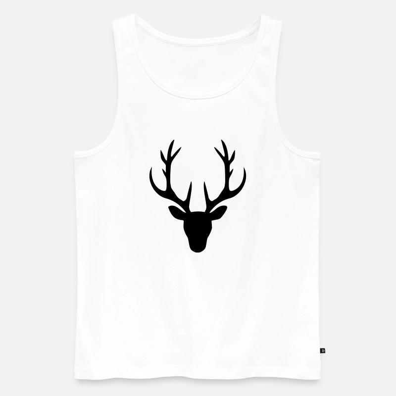 Hirsch Geweih Kopf Vektor - Männer Premium Bio Tank Top - Weiß