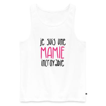 Mamie / Mamy / Grand Mere / Grand-Mère / Bébé - Débardeur bio Premium Homme - blanc - Devant - AI Model Male 178 light (178cm)