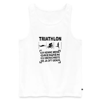 Triathlon - Männer Premium Bio Tank Top - Weiß - Vorne - Michal (187cm)