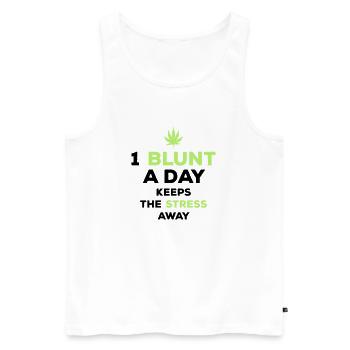 blunt day stress away - Männer Premium Bio Tank Top - Weiß - Vorne - AI Model Male 178 light (178cm)