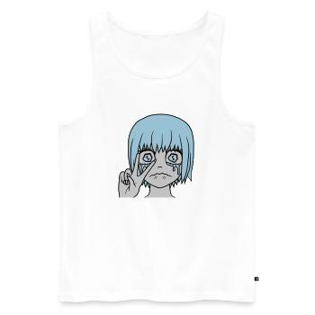 Victory Handzeichen weinendes Mädchen - Männer Premium Bio Tank Top - Weiß - Vorne - Michal (187cm)