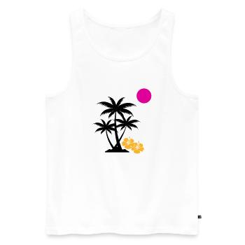 palme sunset - Männer Premium Bio Tank Top - Weiß - Vorne - Michal (187cm)