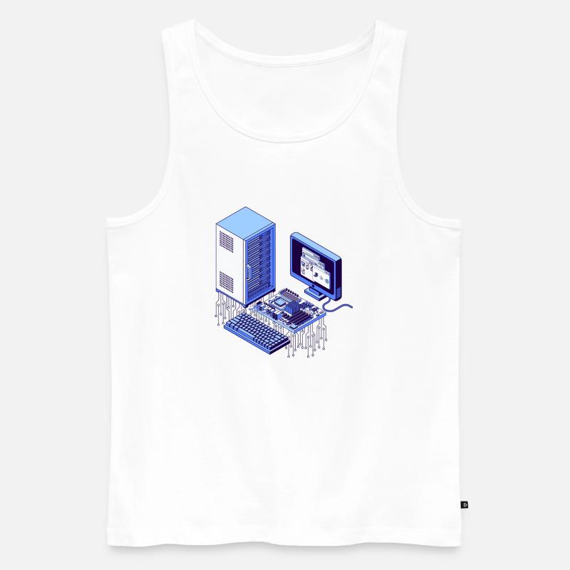 Tech-Geometrie - Männer Premium Bio Tank Top - Weiß