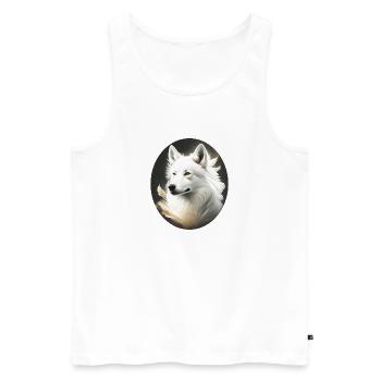 Erhaben und elegant: Weißer Schäferhund im Portrai - Männer Premium Bio Tank Top - Weiß - Vorne - Michal (187cm)