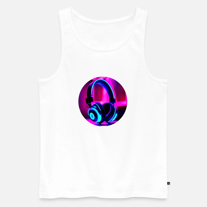 Neon-Kopfhörer - Männer Premium Bio Tank Top - Weiß