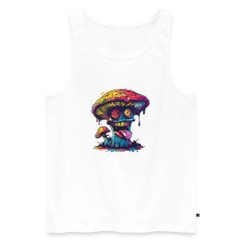 Psychedelic Mushroom Madness - Männer Premium Bio Tank Top - Weiß - Vorne - AI Model Male 178 light (178cm)
