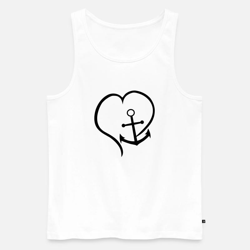 Herz mit Anker - Männer Premium Bio Tank Top - Weiß
