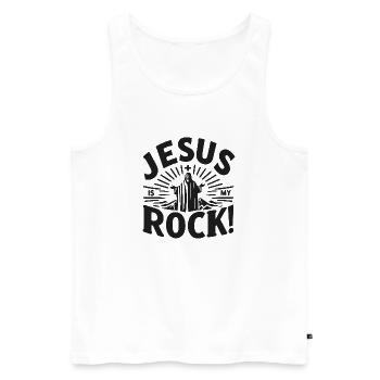 Jesus is My Rock - Men's Premium Organic Tank Top - white - Front - AI Model Male 178 light (178cm)