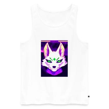 Kitsun Vaporwave Japanese Kami Vaporwave Kitsune - Men's Premium Organic Tank Top - white - Front - AI Model Male 178 light (178cm)