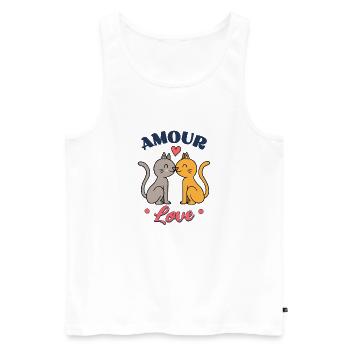 CAT LOVE LOVE - VALENTINSTAG LIEBESGESCHENK - Männer Premium Bio Tank Top - Weiß - Vorne - AI Model Male 178 light (178cm)