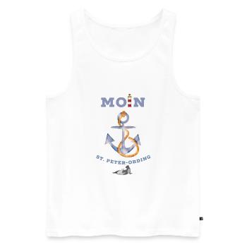 Moin St. Peter-Ording lustige Nordsee Robben Anker - Männer Premium Bio Tank Top - Weiß - Vorne - Michal (187cm)